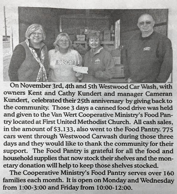 2015 Food Drive newspaper clipping