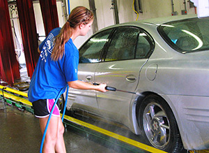 Inside the car wash